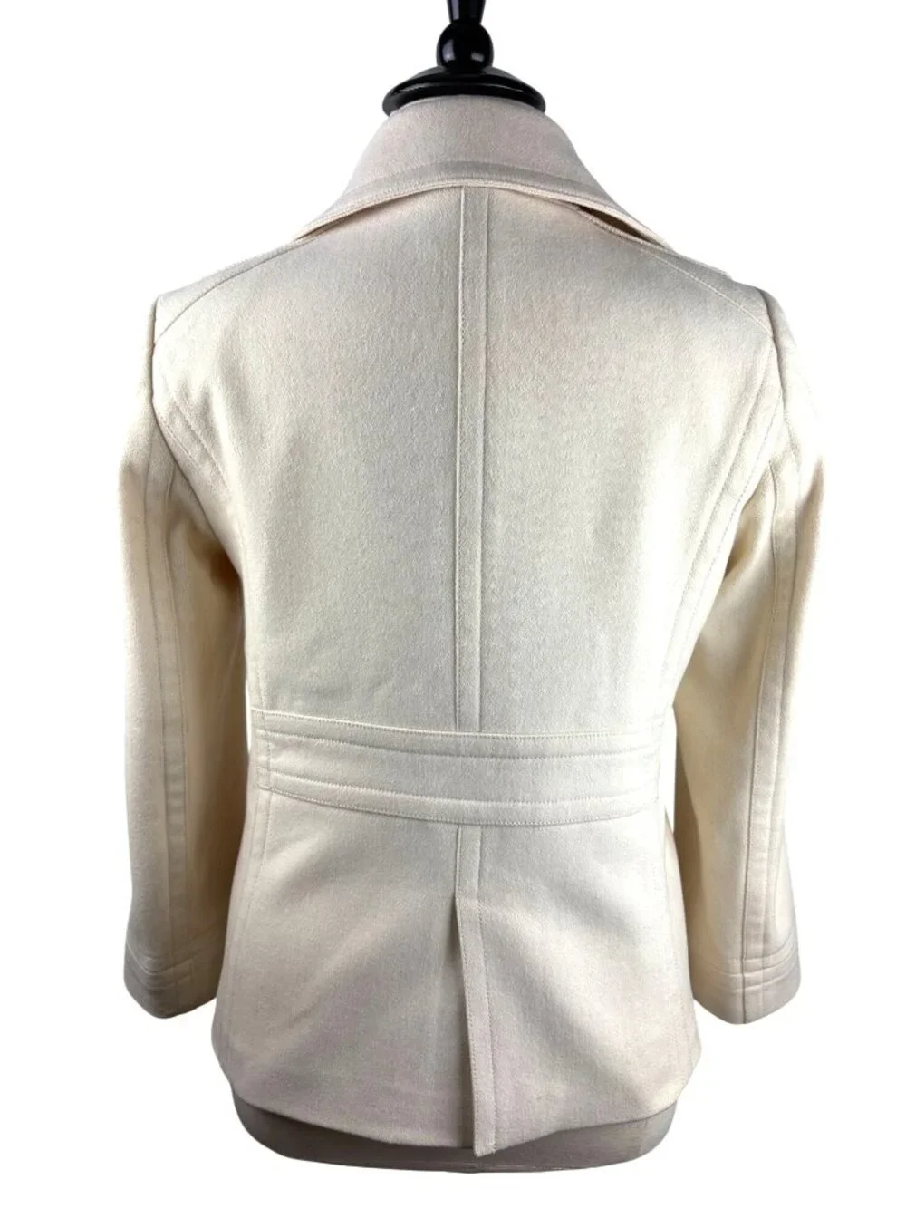 J. Crew Double-Breasted Satin Lined Cream Wool Peacoat Women's Size 8 - Picture 6 of 11